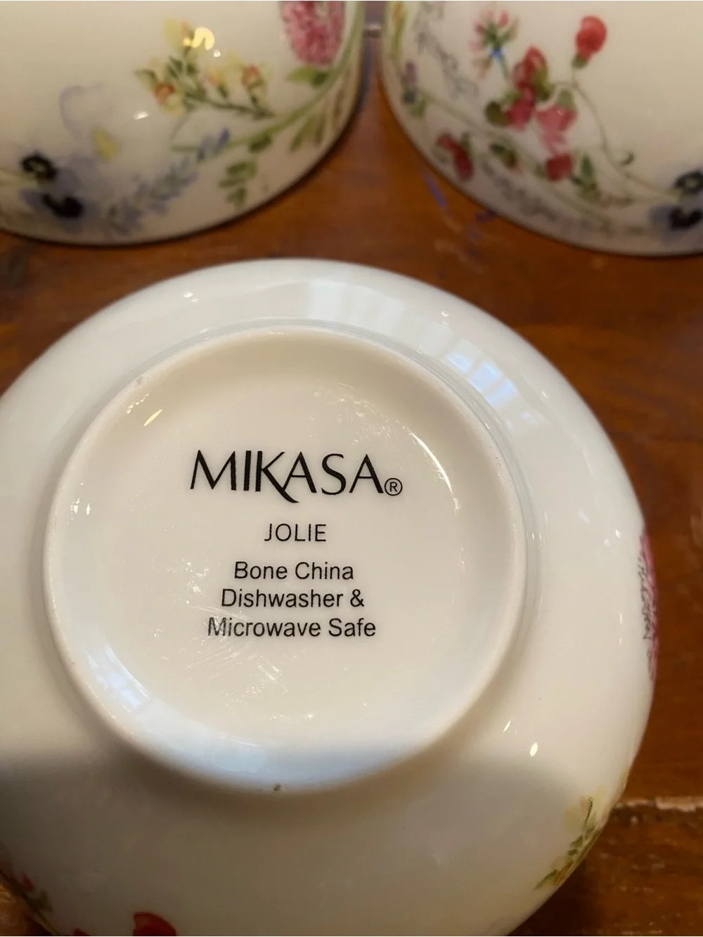 Mikasa White Dessert Bowls with Multicolor Floral Accents - Set of 5